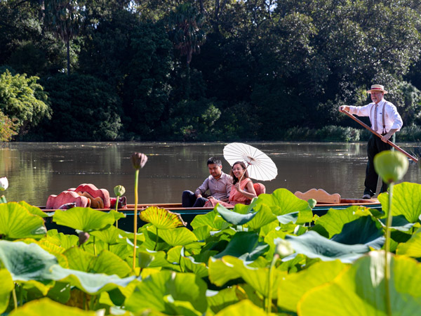 punting on the lake at Royal Botanic Gardens, Melbourne