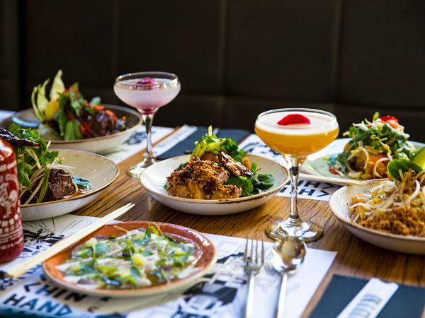 a spread of food and drinks at Chin Chin, Melbourne