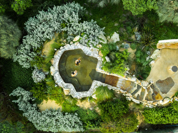 an aerial view of the Peninsula Hot Springs