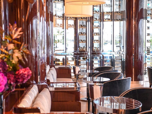 Inside the lavish hotel lobby bar at Crown Towers, TWR