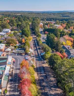 the town of Bundanoon, Southern Highlands from above