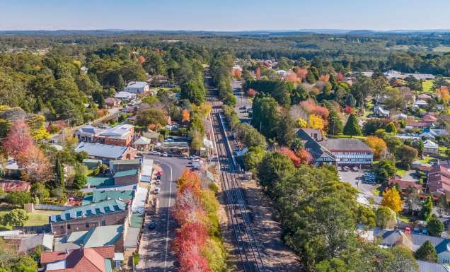 the town of Bundanoon, Southern Highlands from above