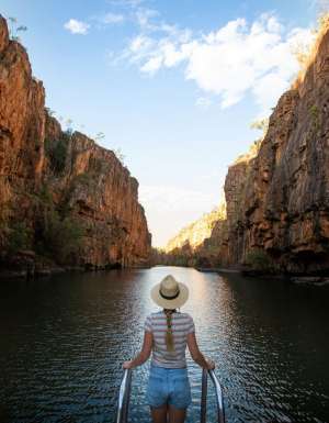 a woman on a cruise in Nitmuluk Katherine Gorge