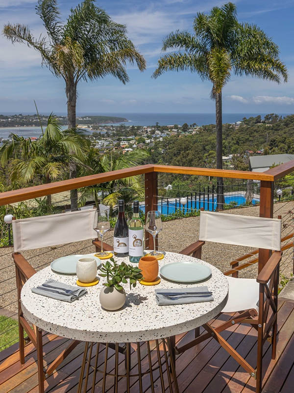 Outdoor dining, Hillcrest Merimbula, NSW Australia