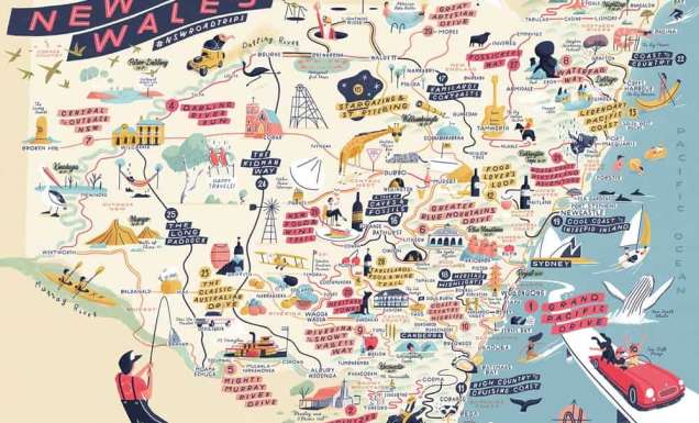 Map of the best road trips in NSW