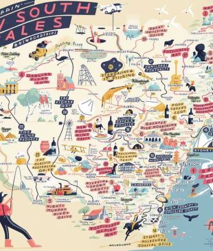 <p><i>Our illustrated map</i> of <strong>NSW’s</strong> best road trips</p>
