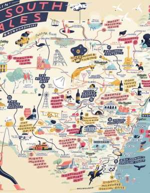 Map of the best road trips in NSW