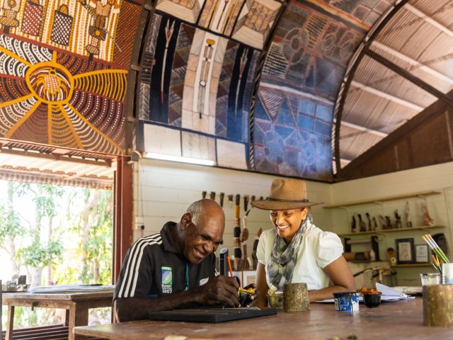 Aboriginal artists at Ngaruwanajirri Art Centre, Bathurst Island