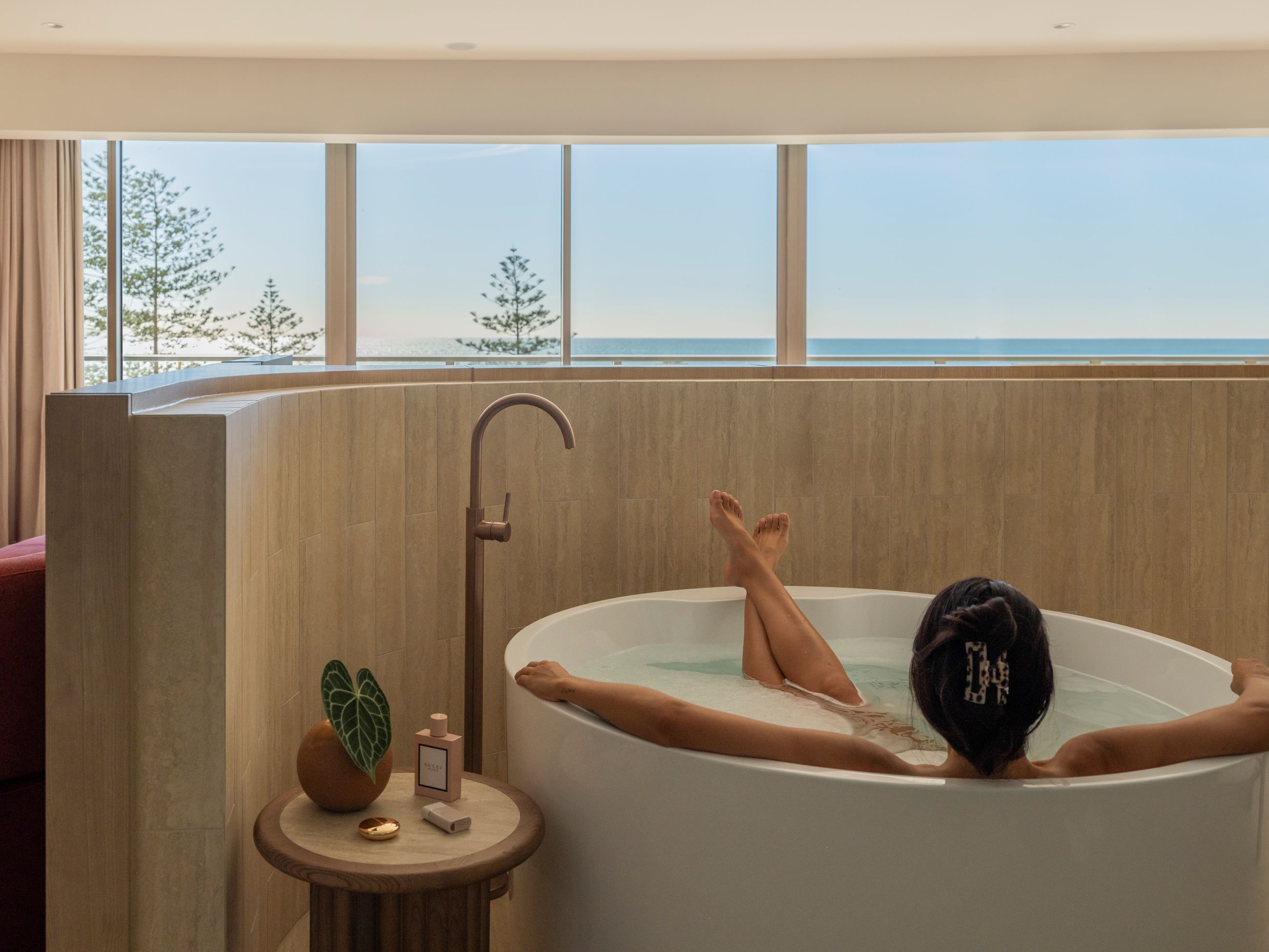 bubble bath with ocean views at Avani Mooloolaba Beach Hotel