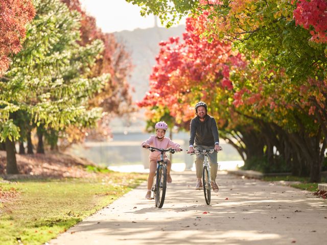 biking around Lake Burley Griffin