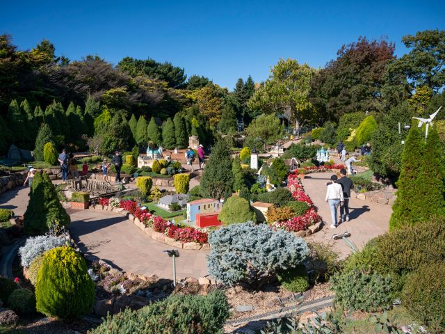 miniature buildings at Cockington Green Gardens