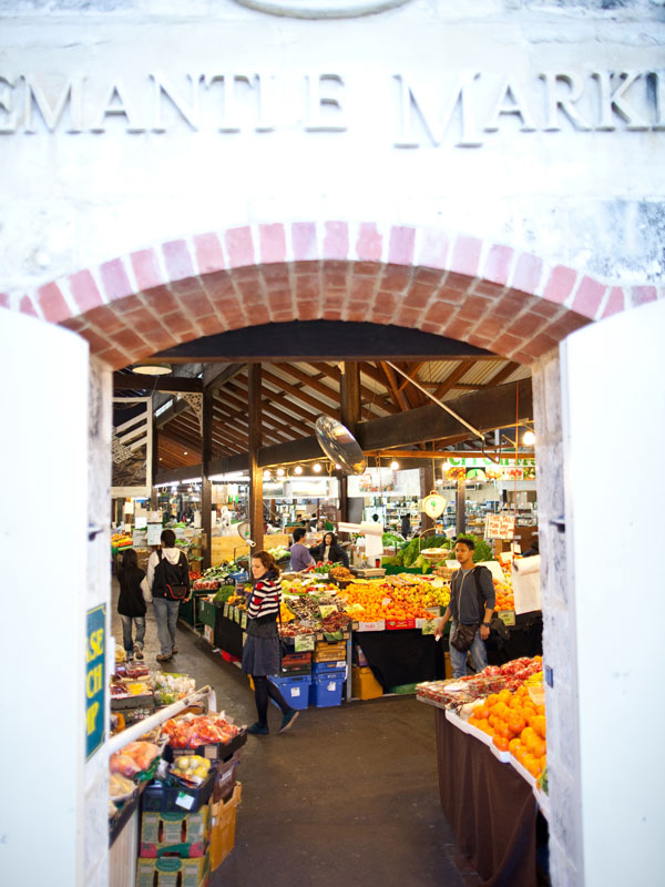 the entrance to Fremantle Markets