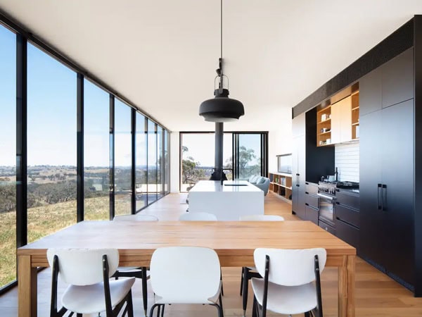 scenic views of Mount Canobolas as seen from inside Kangaroobie Cabin