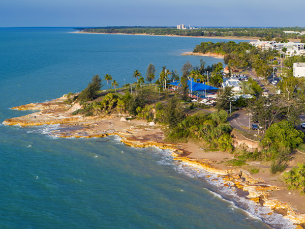 an aerial view of the Nightcliff Foreshore, Darwin