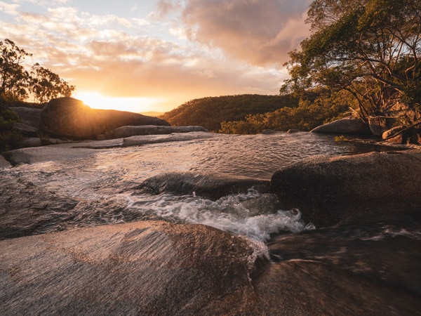 sunset at Davies Creek Falls