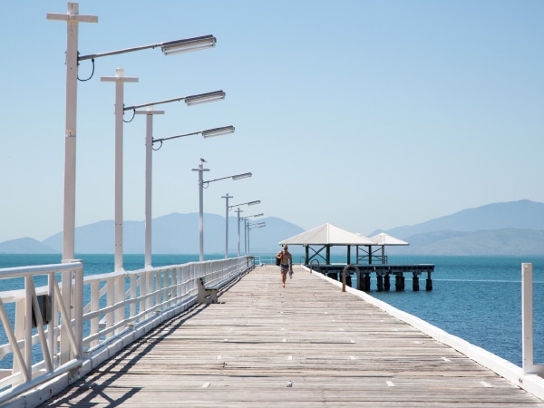 the boardwalk at Picnic Bay Jetty on a sunny day