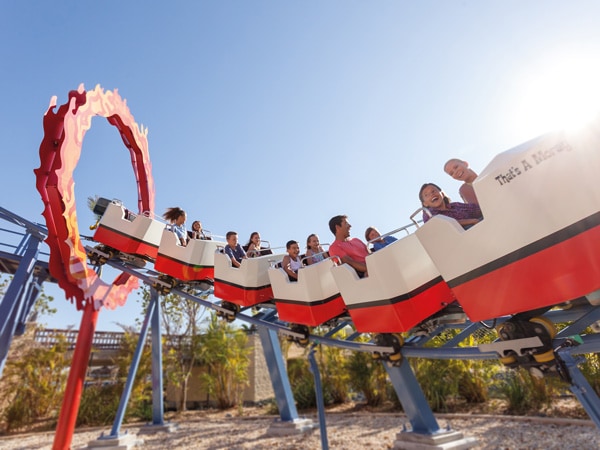 children enjoying the Spongebob Boating School Blast ride at Nickelodeon Land, Sea World, Gold Coast