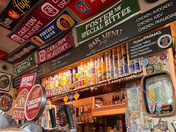 the bar counter at Royal Oak Hotel