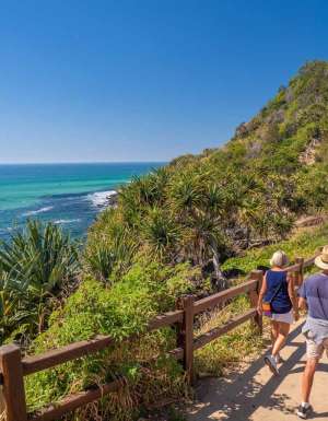 two people walking along Burleigh Head National Park