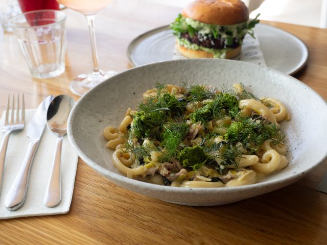 pasta for lunch at 5 Little Pigs, Jervis Bay cafes