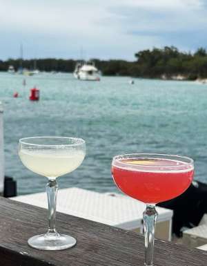 dining with a view of the jetty at Fishermens Wharf Huskisson, Jervis Bay