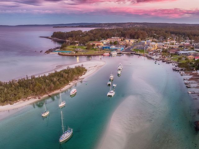 sunset over Currambene Creek Huskisson in Jervis Bay