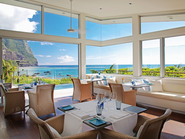 views of Mounts Gower and Lidgbird at Capella Restaurant, Lord Howe Island