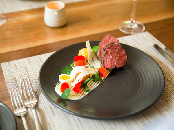 a plate of food at Arajilla Restaurant, Lord Howe Island