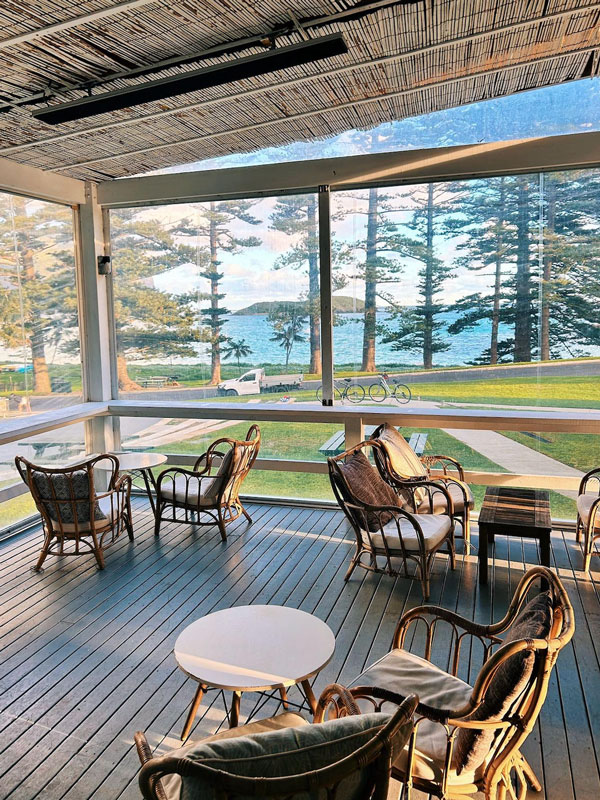 ocean views through the pines from the veranda of The Crooked Post, Lord Howe Island
