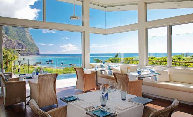 views of Mounts Gower and Lidgbird at Capella Restaurant, Lord Howe Island