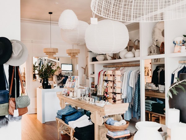 an array of items displayed inside The White Place shop in Orange