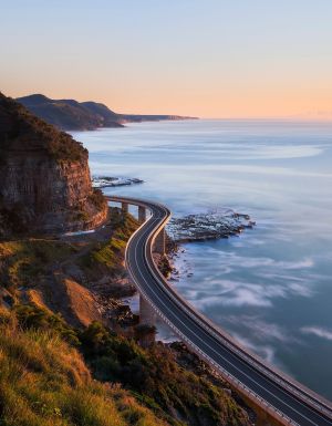 the Sea Cliff Bridge, Wollongong from above