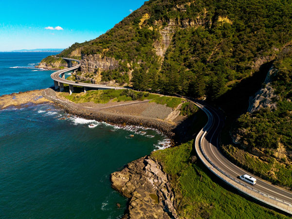 an aerial view of the Grand Pacific Drive road