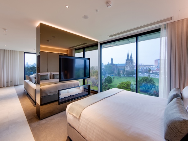 Bedrooms in Cathedral Suite at Oval Hotel, Adelaide