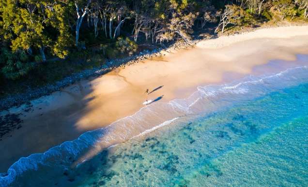 an aerial view of Tea Tree Bay, Noosa National Park