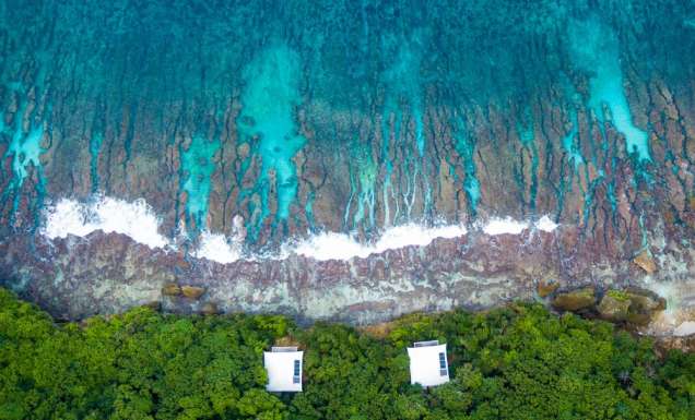 Aerial footage of Swell Lodge.