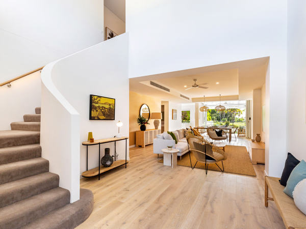 the whitewashed interior at Escape Villas Port Douglas
