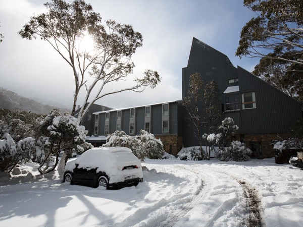 a snow-covered landscape at the property exterior of Thredbo Alpine Hotel