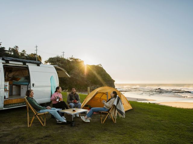 campers at Coledale Beach, Wollongong