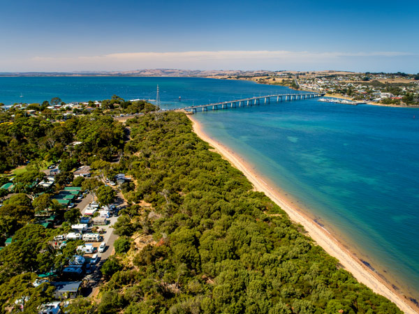 an aerial beach view of BIG4 Ingenia Holidays Phillip Island