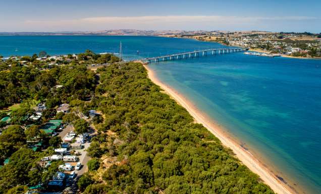 an aerial beach view at BIG4 Ingenia Holidays Phillip Island