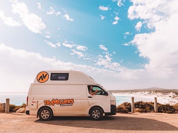 Travellers Autobarn van at the beach