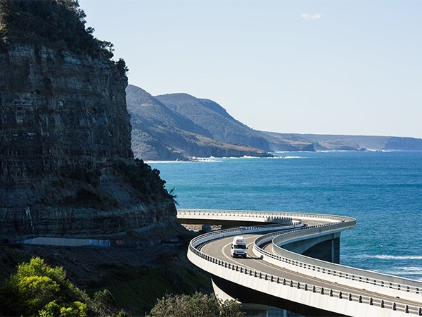 Britz Van on the bridge in Woollongong