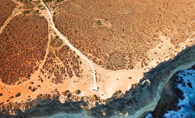 Aerial view of sea cliffs of the Great Australian Bight