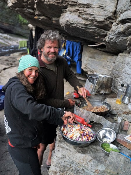 Cooking up a meal alongside the Franklin River