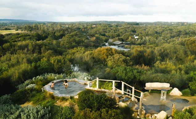 an aerial view of the Peninsula Hot Springs