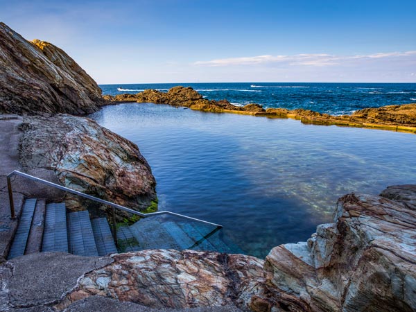 The scenic Blue Pool on the Bermagui coastline.