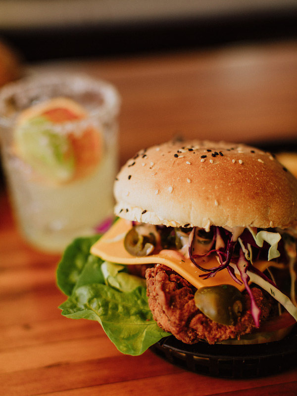 a close-up shot of burger at BrGr Spot, Yamba