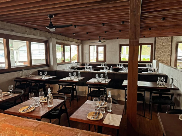 the indoor dining of Playa Bodega, Yamba