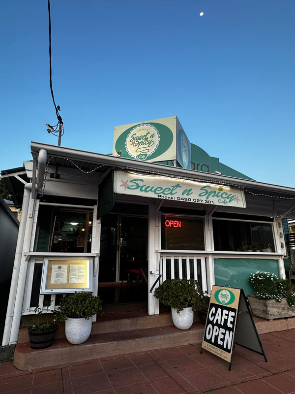 the restaurant exterior of Sweet N Spicy Cafe, Yamba